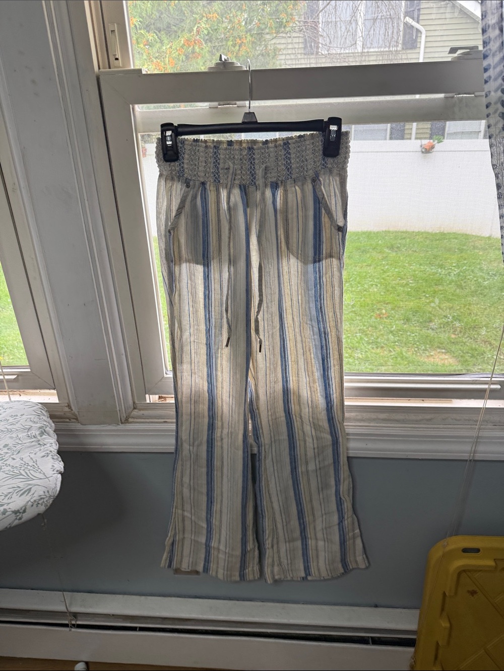 Rewash Striped Wide-Leg Pants in Blue and Cream
